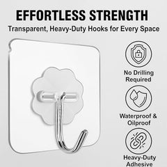 SIGNAMIO 6 Hook Shelf Adhesive Strip Wall Hanging Sticky Hook Black