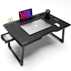 Rellon Industries Laptop Table Multi Purpose Laptop Desk for Study and Reading with Foldable Non-Slip Legs Reading Table Tray, Laptop Table, Laptop Stands, Laptop Desk (Black)