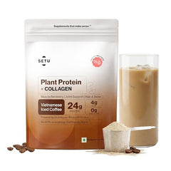 Setu Plant Protein + Veg Collagen | 24g Protein with Glutathione & Biotin | Pea & Rice Isolate | For Muscle, Skin & Hair | Protein Powder for Men & Women | Alphonso Mango Flavour | (1 Sachet Single Serve)