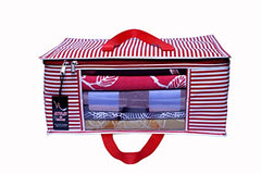 VR ATULIT BY CHOOSY 12 Flap Saree Bag | Clothes Storage Bag for Sarees, Blankets | Large Storage Bag for Clothes with Transparent Zip Covers | Foldable Quilted Bag Organizer with Handle for Wardrobe