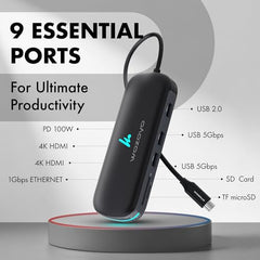 Type C 14 in 1 Wozoyo Docking Station, PD 100W, 2X4K@60Hz HDMI,4K DisplayPort, 2XType-C 10Gbps, USB 10Gbps, Gigabit Ethernet, AUX Port,Universally Compatible Thunderbolt 4,macOS,Windows,Android & iOS