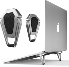 EDNITA ( 2Pcs Mini Laptop Stand for Desk | Portable Metal PC Desk Stand, Aluminium Cooling Pad Mini Clip Compatible with MacBook Apple Laptop, Lenovo, Dell, Hp, Acer & Other Laptops (Black)