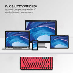 Portronics Bubble 2.0 Wireless Keyboard with Bluetooth + 2.4 GHz Receiver, Connect 3 Devices, Compact TKL Size, 10m Working Range, Function Shortcut Keys, for Laptop, PC, Smartphone, Tablet (Black)