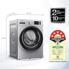 Whirlpool Smart Choice 9 Kg Steam Wash Technology 5 Star Inverter Front Load Fully Automatic Washing Machine with In-Built Heater (SUPREME CARE 9014-E, Midnight Grey, 100+ Tough Stains, 1400 RPM)