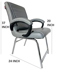 KITHANIA Executive Office Home Study Chair Library Chair with Cushioned Arm Rest & Seat Back, Reception or Conference Room Seating, 100 Kgs Limit (2, Pink, Double Pipe Chrome Frame)