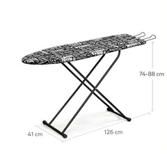 VIN KRAFT Premium Wooden Ironing Board/Table with Iron Holder, Foldable & Adjustable | Heat-Resistant Cover, Non-Slip Feet (120 x 41 Cm, Black - Debra)