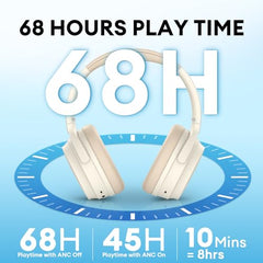 Edifier Wh700Nb Active Noise Cancelling Headphones - 68H Playtime - Ai Call Noise Cancellation - Dual Device Connection - Lightweight & Foldable Design - Fast Charge - Bluetooth 5.3 - Ivory - On Ear