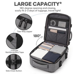 Impulse CommuterElite 40L Unisex Water Resistant Travel Laptop Backpack with USB Charging Port/Office Bag/School Bag/College Bag/Business Bag Fits Up to 16 Inch Laptop (Grey)