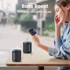 Deeyaple Portable Bluetooth Speaker, IP67 Waterproof Mini Bluetooth Speaker Wireless V5.3 with Stereo Sound,All Day,TWS Pairing,LED Light,Gift for him/her (Red)