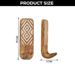 IndianShelf 6 Decorative Wood Adhesive Wall Hooks No Drill - Fork Art | Handmade, Renter Friendly, Waterproof, Reusable, Peel and Sticky Hooks for Keys, Towel, Bags, Light Coat, Jewelry, 10Lb Load