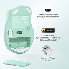 TECKNET Wireless Mouse, 2.4G Ergonomic Computer Mouse, 2600 DPI, Green