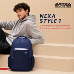 American Tourister Nexa Style 01 | 36L Backpack | Casual Bag | 3 Compartments | School & College Backpack for Men and Women | Olive | 1 Yr Global Warranty