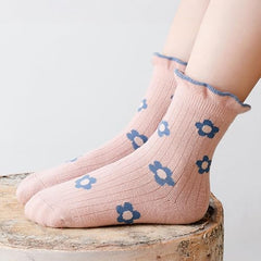 MOMISY 5 Pairs Baby Socks Floral Crew Socks Pattern, Soft & Breathable, Colorful Design 2–5 Years (Multicolor)