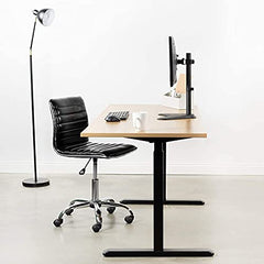 Jin Office Height Adjustable Monitor Stand Mount | Supports 13-32" Screens| 9KG Weight Capacity | Metal Black Powder Coated Single Monitors Arm Stand| Articulating Tilt and Swivel Display Desk Mount
