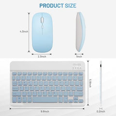 Bluetooth Keyboard and Mouse Combo Rechargeable Portable Wireless Keyboard Mouse Set for Apple iPad iPhone iOS 13 and Above Samsung Tablet Phone Smartphone Android Windows (Gradient White Purple)