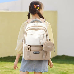 TS WITH TECHSUN College Laptop Backpack for Women & Teens with Zipper Pouch | School Bag for Girls 13-14 Years | 18 Inch Book Backpack | Travel School Bag, Tuition, Coaching (CAPYBARA - BROWN)