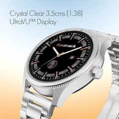 Fastrack MYND 1.93” AMOLED Display Smart Watch for Men & Women with AI Watch Faces,AI Chat,Offline Voice Commands,Curved Metallic Design,Functional Crown,BT Calling, Health Suite,100+ multisport modes