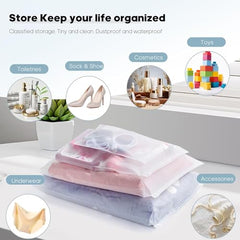 GREENTWISH Polyethylene Frosted Zipper Bag|Travel Bag For Shoes Cosmetics Jewellery Toiletries School Trip|Resealable|LDPE Zip Lock Space Saver Bags with Air Vent Hole (Pack of 30), Transparent