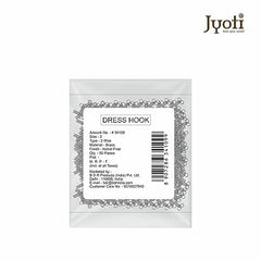 JYOTI Dress Hook (50 Hooks of 3 Wire Size 2 of Brass Material in Nickel Free Finish in a Pouch), Hooks for Ladies Blouses, Dresses, Chudidars, Children Dresses, Frocks, and Gowns - Pack of 5 Pouches