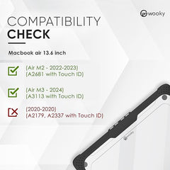 WOOKY MacBook Air M1 13.3 inch Shockproof 360 Degree PC + TPU Protection Plastic Hard Shell Flip Cover Case for MacBook Air A1932 A2179 A2337 (13.3 inch) - Black Clear