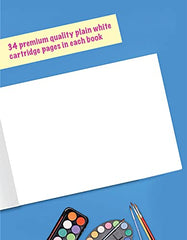 A4 Drawing Book, 34 Pages (29.5 x 21 cm), 100 GSM White Paper, Pack of 3 | Soft Blund, Sketch Book for Kids, Students and Artists | Thick Pages Suit Pencils, Crayons, Colour pens, Paints