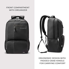 Gear Vintage 4 19"/29L anti theft faux leather Medium Water Resistant Laptop Backpack/Casual Backpack/Daypack/Travel Backpack/College Bag For Men/Women(Pitch Black-Black)