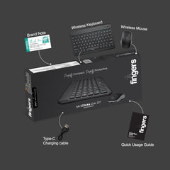 FINGERS MiniClicks Duo D7 Wireless Bluetooth Keyboard and Mouse Combo Set