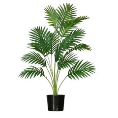 GARDEN GYANI Artificial Areca Palm Plant with Black Pot – 145 cm Tall Faux Tropical Decorative Plant with 35 Leaves for Home, Office & Living Room Décor