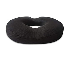 The White Willow Donut Pillow – Medium Firm HR Memory Foam Coccyx Seat Cushion for Tailbone, Hemorrhoid & Piles Pain Relief – Car & Office Chair – Above 60KG – Classic Black