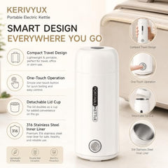 Portable Mini Electric Kettle 400 ml Travel Water Boiler with Fast Heating Function, Compact Hot Water Maker for Tea, Coffee & Milk, Electric Flask for Office, Home, Hotel and Camping