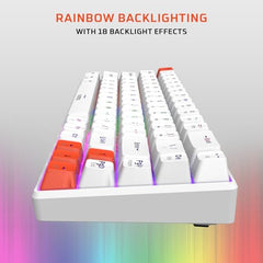 EvoFox Katana S Mini Mechanical Keyboards Wireless | Tri-Mode (3X BT, 2.4GHz & Wired) Connectivity | Hot-Swappable Red Switches | 68-Key Compact Layout | Rainbow Backlight | Rechargeable Battery
