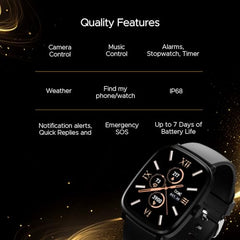 boAt Ultima Regal w/ 2.01”(5.10 cm) Crystal-Clear AMOLED Display, 1000 NITS Brightness,Premium Metal Body, Functional Crown, 100+ Sports Modes, Fitness Smart Watch for Men & Women (Steel Black)