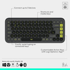 Logitech POP ICON Combo, Bluetooth Keyboard and Mouse Combo, Comfortable Typing, programmable Keys and Buttons, Quiet clicks, Easy-Switch up to 3 Devices - Graphite