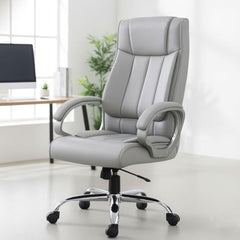 INNOWIN Profit High Back Orthopedic Boss Chair with 3 Year Limited Warranty | Leatherette Office Chair | Ergonomic Executive Chair with Spacious Cushioned Seat | Heavy Duty Metal Base | Grey