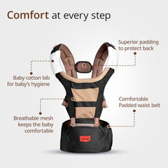 LuvLap Royal Hip Seat Baby Carrier with 4 Carry Positions, Baby Carrier with Hip seat for 6 to 24 Months Baby, Adjustable New-Born to Toddler Carrier, Max Weight Up to 15 Kgs (Black)