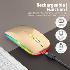 BUYFLUX LED Wireless Mouse, Slim Silent Mouse 2.4G Portable Mobile Optical Office Mouse with USB & Type-c Receiver, 3 Adjustable DPI Levels for Notebook, PC, Laptop, Computer (Black)