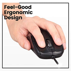 Perixx PERIMICE-209P Wired PS/2 Optical Mouse – Ambidextrous 3-Button Design, 1000 DPI Precision & 6-Ft Cable – Glossy Black for Legacy PCs & Industrial Systems