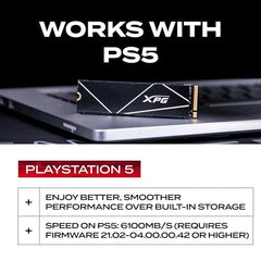 XPG ADATA GAMMIX S70 Blade M.2 NVME 1TB PCIe Gen4x4 2280 Internal Solid State Drive/SSD, Read/Write Speed Up to 7,400/6800 MB/s - (AGAMMIXS70B-1T-CS) Compatible with PC, Laptop and Play Station 5