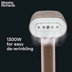 Morphy Richards SteamPro 1300 W Handheld Garment Steamer | With 130ml Detachable Water Tank | Foldable & Lightweight | Champagne Gold