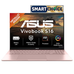 ASUS Vivobook S16 (2026),Smartchoice,AMD Ryzen AI 5 330,AMD Radeon iGPU,16GB RAM (Upgradeable),512GB SSD,FHD,OLED,16"(40 cm),Win 11,M365 Basic(1Y),Office 24,BFF Peachy,1.7 Kg,M3607KA-SH147WS,AI Laptop