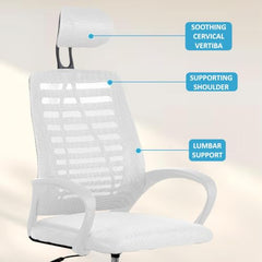 Casa Copenhagen Mesh Mid Back Office/Study/Computer/Revolving/Desk Chair for Work from Home -Metal Base, Height Adjustable Seat - Grey Milange & Black Handle