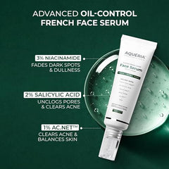 Aqueria Oil Control 3% Niacinamide French Face Serum for Oily & combination Skin with 2% BHA | Oil Free & Non Comedogenic Mattifying Anti Acne Serum | Fades Acne Marks & Reduces Dark Spots | Reduces Blackheads, Excess Oil & Bumpy Texture | Lightweight &…