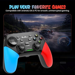PunnkFunnk Gaming Controller Lite Wireless Bluetooth Gamepad for Android, iOS, PC & Smart TV with Turbo Function, Ergonomic Grip, Rechargeable Battery (X1 Pro Wired)