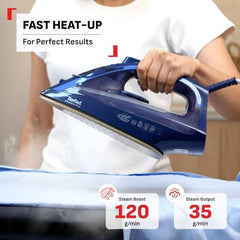 Tefal Maestro Plus Steam Iron | No.1 Ironing Brand in Europe | 2200W | XL Ceramic Soleplate | Anti-Calc | 120g/min Boost | 35g/min Continuous Steam | Blue | 2-Year Warranty