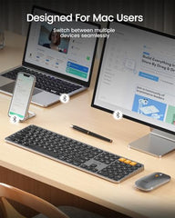 ProtoArc Backlit Bluetooth Keyboard Mouse for Mac, KM100-A Ultra Slim Wireless Keyboard Mouse for Mac, Rechargeable, Multi-Device for MacBook Pro, MacBook Air, iMac, iPhone, iPad, Space Gray