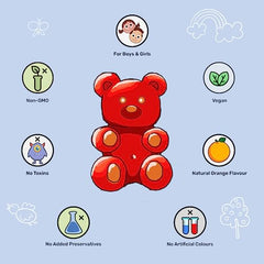 What's Up Wellness Multivitamin Gummies For Kids With Dha, Vitamins And Zinc, Healthy Gummy For Daily Nutrition, Orange Flavored Gummies For Kids And Teenagers –Pack of 2-60 Days (Age 5 –17 Years)