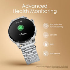 Fastrack MYND 1.93” AMOLED Display Smart Watch for Men & Women with AI Watch Faces,AI Chat,Offline Voice Commands,Curved Metallic Design,Functional Crown,BT Calling, Health Suite,100+ multisport modes