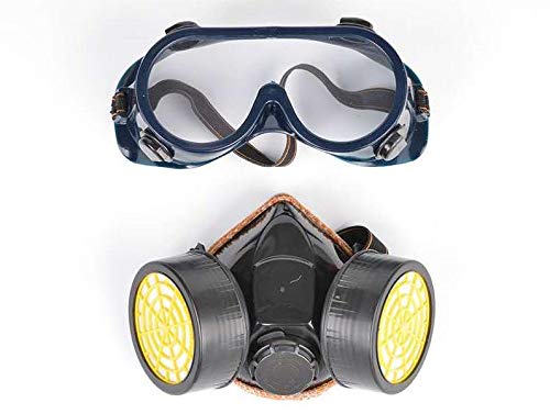 SYGA Pesticide Formaldehyde Paint Spray Protection mask Activated Carbon Double Tank Respirator Silicone antivirus Half mask_Black & Yellow+ I 1 Piece I