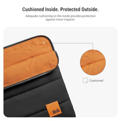 DailyObjects Large Stria Portable Laptop Sleeve | Durable Polyester |Compatible with Laptop/MacBook Air/Pro Upto 16 Inch |Lightweight Water Resistant Fabric |Padded Compartment with Zip Closure- Grey