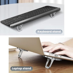 ZORBES® Portable Invisible Laptop Riser Stand, 2 Mini Self-Adhesive Alloy Metal Folding Desk Stand, Lightweight Laptop Desk Feet for MacBook, Lenovo, HP, Dell, Laptops & Tablets, 2pc (Black)